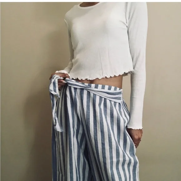 BEACHLUNCHLOUNGE SIZE LG LINNEN AND COTTEN STRIPED PANTS - Picture 1 of 9